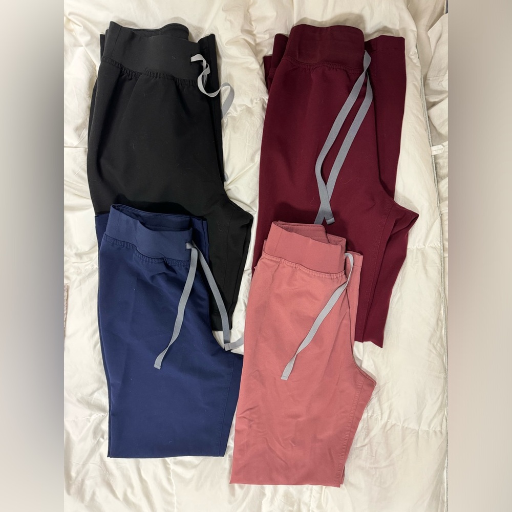 4 pairs of Figs high waisted Livingston pants